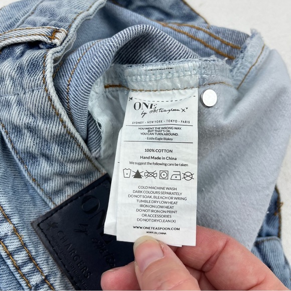 one x one teaspoon Chargers distressed denim cutoff jean shorts - Picture 11 of 11